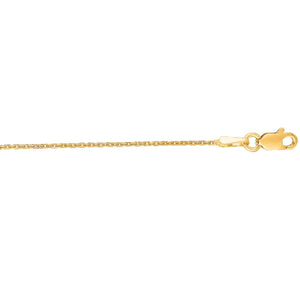 Cable Chain 14k Solid Yellow Gold 16" 18" 20" 24" - 1.1mm - Dainty Minimalist Diamond cut Pendant Chain For Women - Genuine 14kt Gold