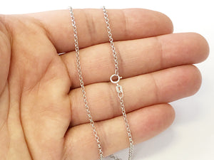 14K 1.9mm White Gold, Lite Round Rolo Link Chain, Everyday Chain, Dainty, Sturdy Chain, Layer Necklace, 16" 18" 20" Genuine 14K Gold