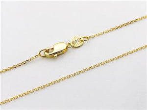 Cable Chain 14k Solid Yellow Gold 16" 18" 20" 24" - 0.8mm, - Dainty Minimalist Diamond cut Pendant Chain For Women - Genuine 14kt Gold