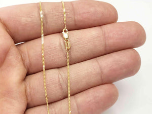 Cuban Curb Chain 14K Solid Yellow Gold, 16" 18" 20" - 1mm - Necklace Chain, Layering Chain, Sturdy Dainty Pendant Chain Genuine 14K Gold