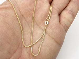Square Wheat Foxtail Chain, 14K Yellow Gold 16"-20" - 0.8mm Layering Chain, Minimalist Chain, Everyday Necklace, Genuine 14K Gold For Women