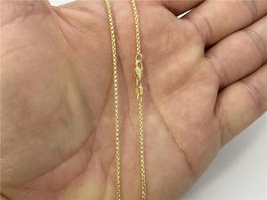 Round Box Chain, 14K Yellow Gold 16" 18" 20" - 1.35mm - Trendy Necklace Chain, Layering Chain, Everyday Necklace, Genuine 14Kt Gold