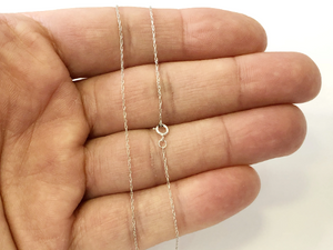 14K Real White Gold Twisted Rope Link Necklace Pendant Chain 0.45mm, Thin Dainty Minimalist for Pendant / Charm Thin gold chain 15" - 20"