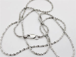 14K 1.1mm Solid White Gold Diamond Cut Sparkle Necklace Chain, Layering Chain, Genuine 14K Solid Gold 16" 18" 20" 1.1mm