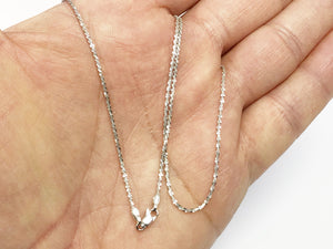 14K 1.1mm Solid White Gold Diamond Cut Sparkle Necklace Chain, Layering Chain, Genuine 14K Solid Gold 16" 18" 20" 1.1mm