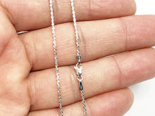 Load image into Gallery viewer, 14K 1.1mm Solid White Gold Diamond Cut Sparkle Necklace Chain, Layering Chain, Genuine 14K Solid Gold 16" 18" 20" 1.1mm