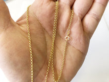 Load image into Gallery viewer, 14K 1.9mm Yellow Gold, Lite Round Rolo Link Chain, Everyday Chain, Dainty, Sturdy Chain, Layer Necklace, 16" 18" 20" Genuine 14K Gold