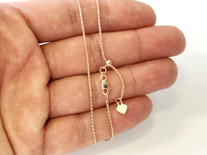 Popcorn Chain 14K Solid Rose Gold, 22" - 1.3mm, ADJUSTABLE Necklace up to 22", Pendant Chain, Layering Chain, Genuine 14K Gold, For Women