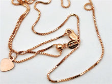 Load image into Gallery viewer, Real 14K Rose Gold 22" ADJUSTABLE Box Chain Necklace Pendant Chain, Layer Chain .7mm Adjusts upto 22"