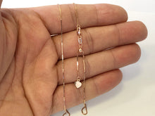 Load image into Gallery viewer, Real 14K Rose Gold 22" ADJUSTABLE Box Chain Necklace Pendant Chain, Layer Chain .7mm Adjusts upto 22"