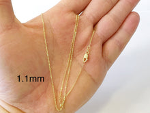 Load image into Gallery viewer, Cable Chain 14k Solid Yellow Gold 16&quot; 18&quot; 20&quot; 24&quot; - 1.1mm - Dainty Minimalist Diamond cut Pendant Chain For Women - Genuine 14kt Gold
