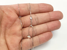 Load image into Gallery viewer, Box Chain 14K Solid White Gold, 22" - 0.7mm, ADJUSTABLE Necklace up to 22", Pendant Chain, Layering Chain, Genuine 14K Gold, For Women