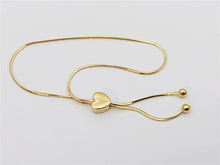 Load image into Gallery viewer, 14K 9.25" Solid Yellow Gold  Friendship Heart Bolo Adjustable Bracelet, Everyday Bracelet, Mini Heart Bracelet, Layering Bracelet