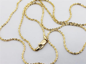 14K Sparkle Chain, Solid Yellow Gold Diamond Cut Sparkle Necklace Chain, 16" 18" 20" - 1.1mm Layering Chain, Genuine 14K Solid Gold
