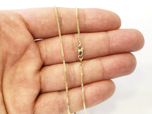 Milano Box Chain 14K Yellow Gold Pendant Chain Necklace, 16" 18" 20" - 1.1mm, Gold Chain, Layer Chain, Genuine 14K Gold, Woman Chain