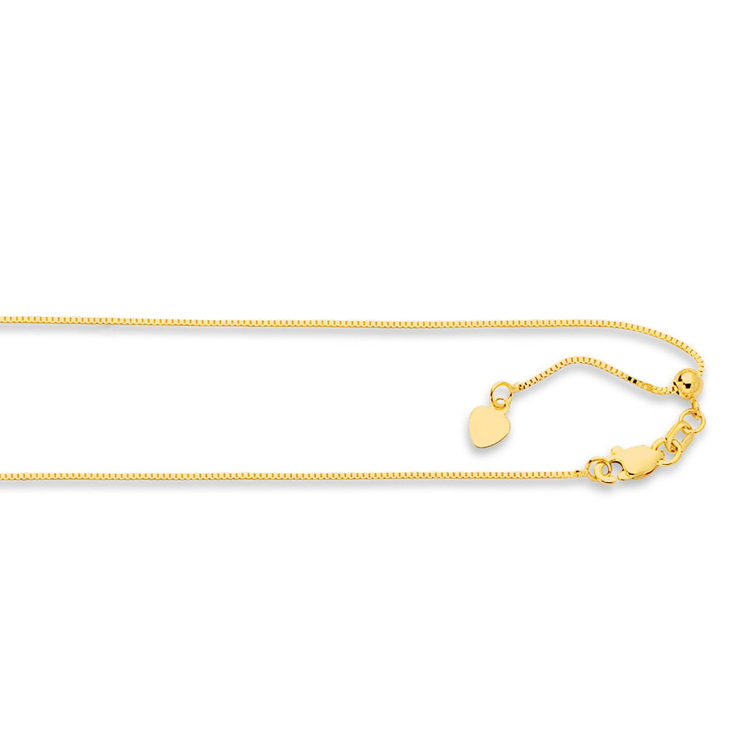Box Chain 14K Solid Yellow Gold, 22