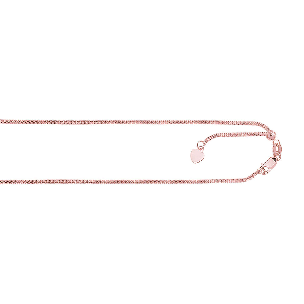 Popcorn Chain 14K Solid Rose Gold, 22