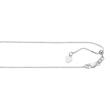 Load image into Gallery viewer, Box Chain 14K Solid White Gold, 22&quot; - 0.7mm, ADJUSTABLE Necklace up to 22&quot;, Pendant Chain, Layering Chain, Genuine 14K Gold, For Women
