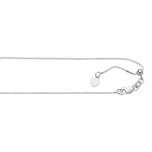 Load image into Gallery viewer, Box Chain 14K Solid White Gold, 22" - 0.7mm, ADJUSTABLE Necklace up to 22", Pendant Chain, Layering Chain, Genuine 14K Gold, For Women