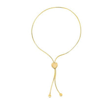 Load image into Gallery viewer, 14K 9.25" Solid Yellow Gold  Friendship Heart Bolo Adjustable Bracelet, Everyday Bracelet, Mini Heart Bracelet, Layering Bracelet