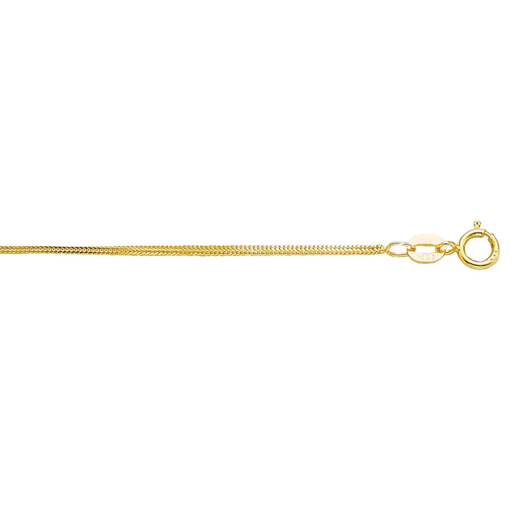 Square Wheat Foxtail Chain, 14K Yellow Gold 16
