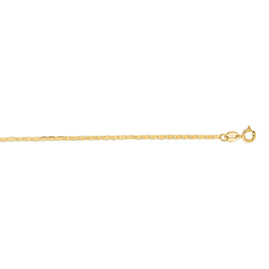 Mariner Anchor Chain 14K Solid Yellow Gold 16" 18" 20" - 1.2mm - Layer Necklace, Minimalist Chain, Flat Chain, For Women, Genuine 14K Gold