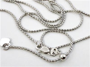 Popcorn Chain 14K Solid White Gold, 22" - 1.3mm, ADJUSTABLE Necklace up to 22", Pendant Chain, Layering Chain, Genuine 14K Gold, For Women