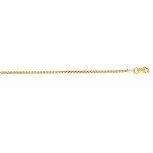 Round Box Chain, 14K Yellow Gold 16" 18" 20" - 1.35mm - Trendy Necklace Chain, Layering Chain, Everyday Necklace, Genuine 14Kt Gold