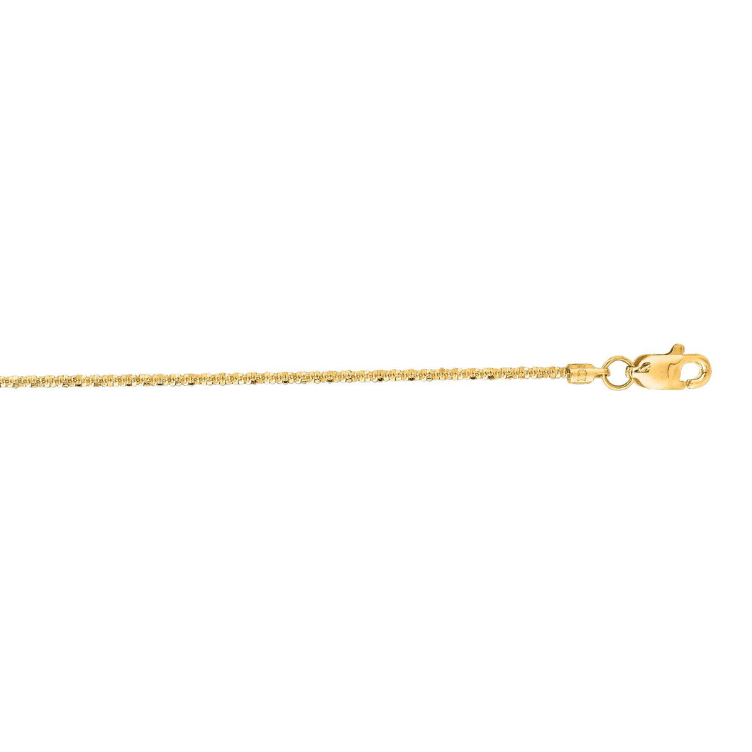 14K Sparkle Chain, Solid Yellow Gold Diamond Cut Sparkle Necklace Chain, 16