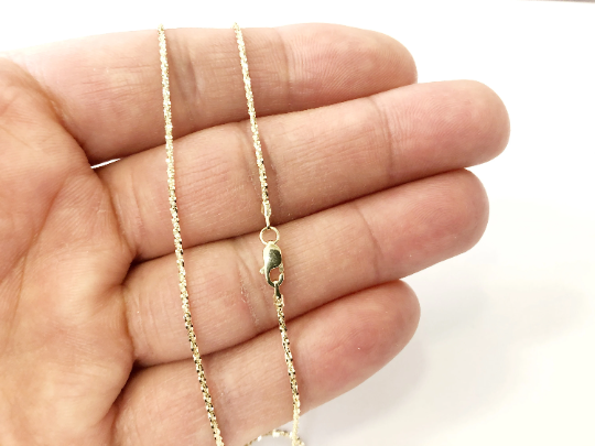 14K Sparkle Chain, Solid Yellow Gold Diamond Cut Sparkle