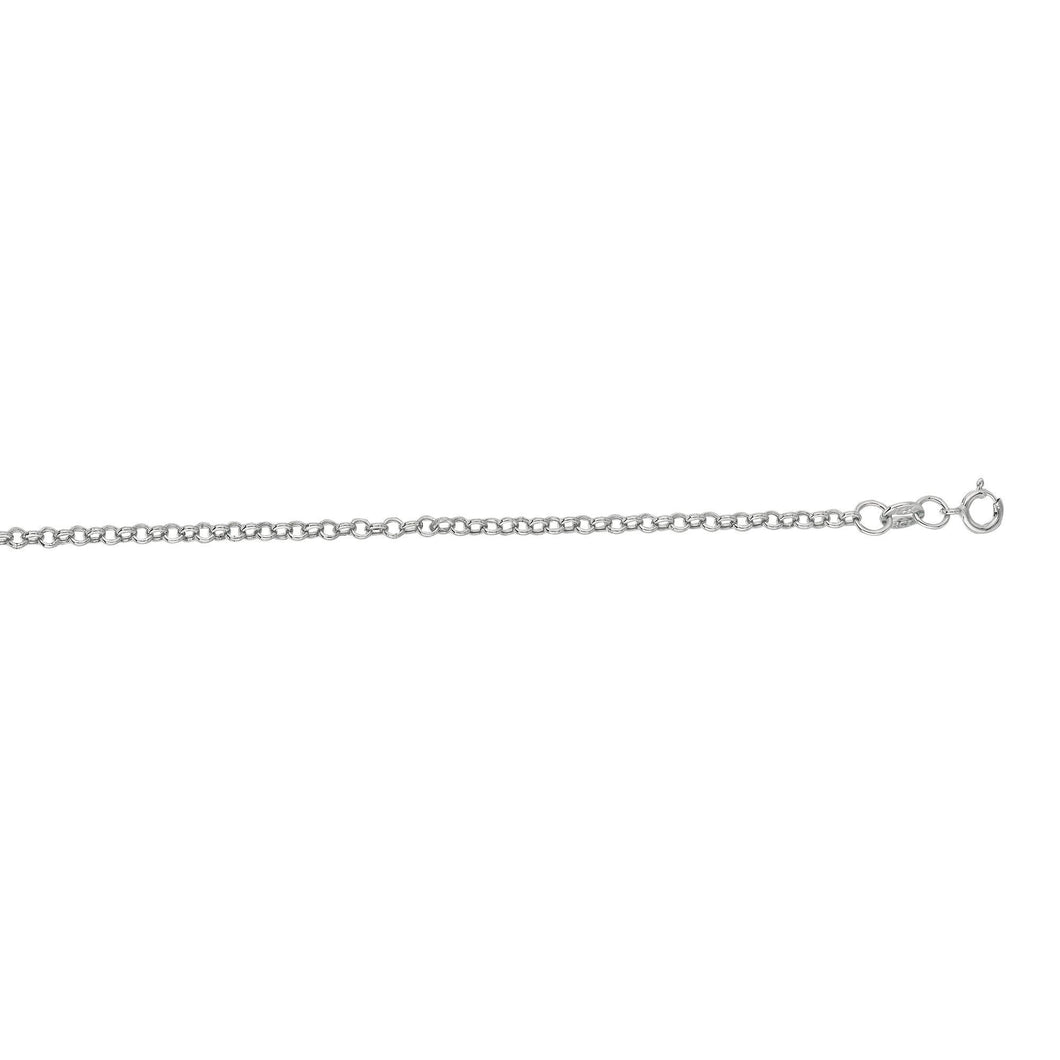 14K 1.9mm White Gold, Lite Round Rolo Link Chain, Everyday Chain, Dainty, Sturdy Chain, Layer Necklace, 16
