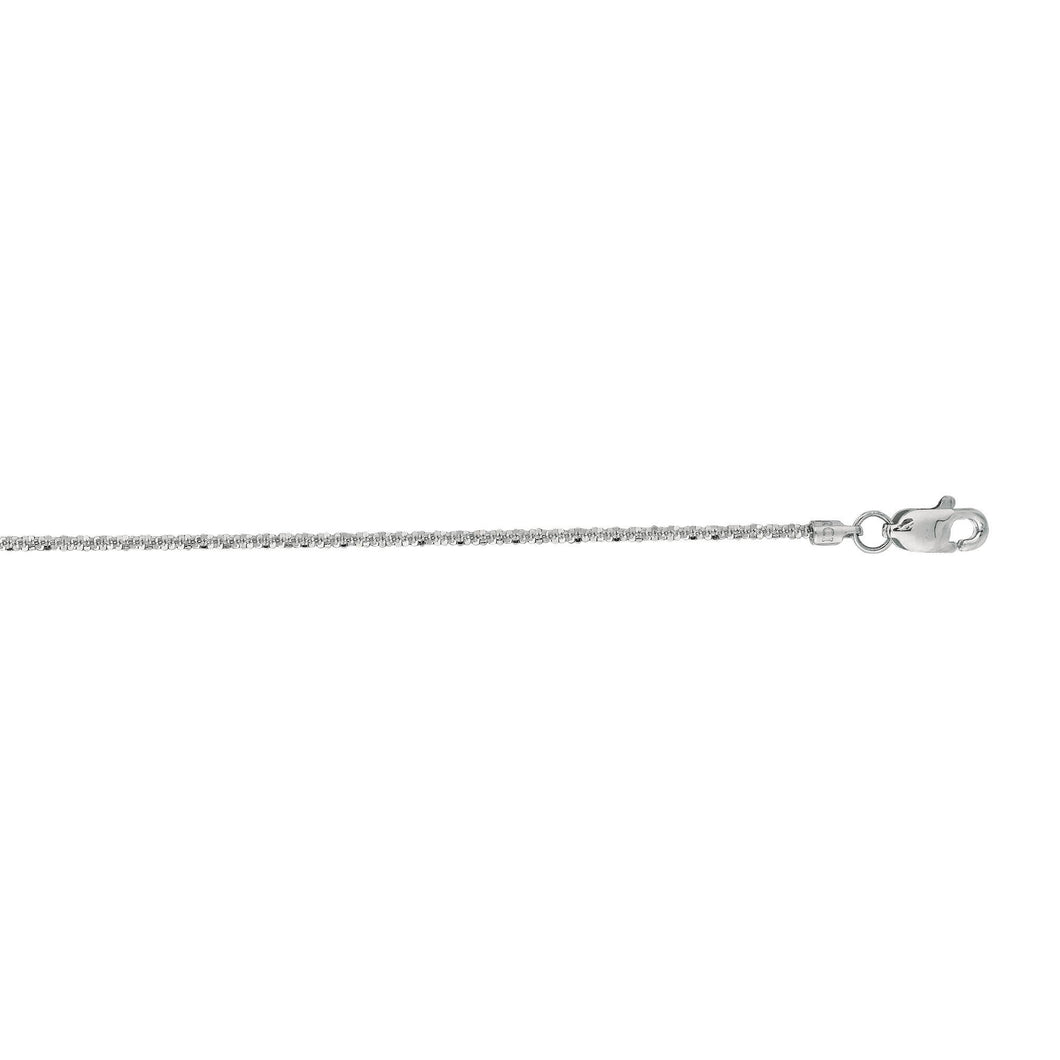 14K 1.1mm Solid White Gold Diamond Cut Sparkle Necklace Chain, Layering Chain, Genuine 14K Solid Gold 16