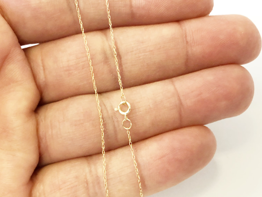 14K Real Yellow Gold Twisted Rope Link Necklace Pendant Chain 0.45