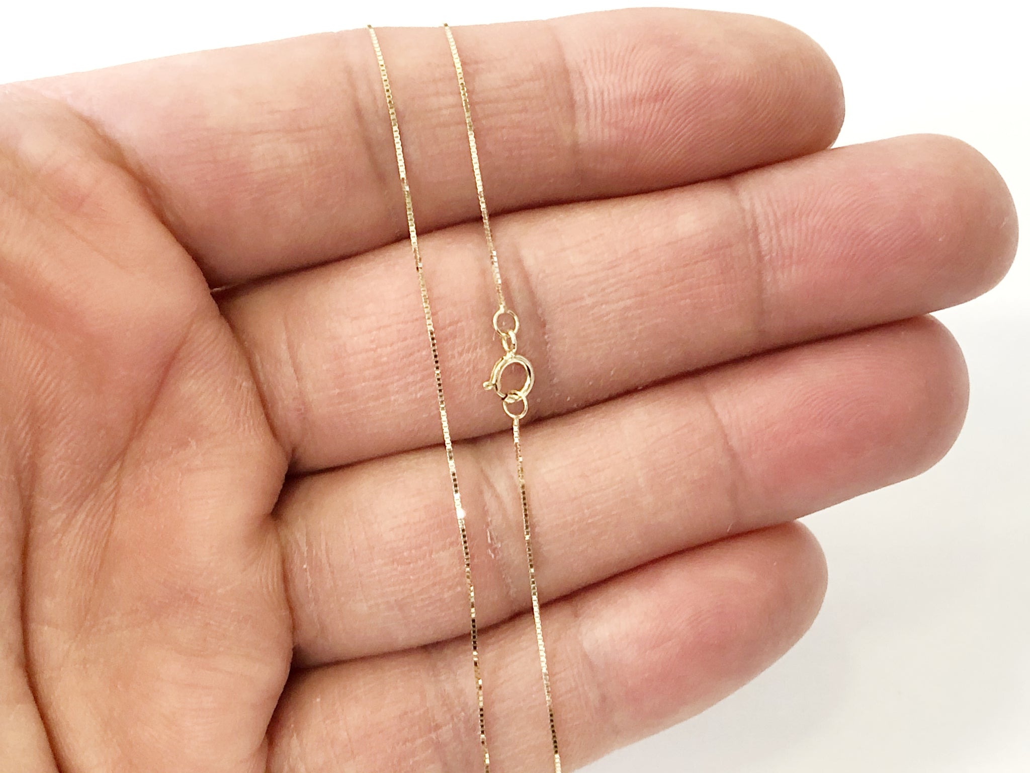 Box Chain 14K Solid Yellow Gold 16