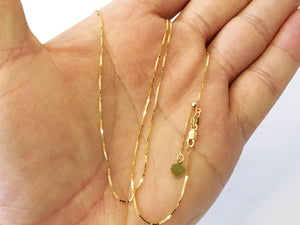 Box Chain 14K Solid Yellow Gold, 22" - 0.7mm, ADJUSTABLE Necklace up to 22", Pendant Chain, Layering Chain, Genuine 14K Gold, For Women